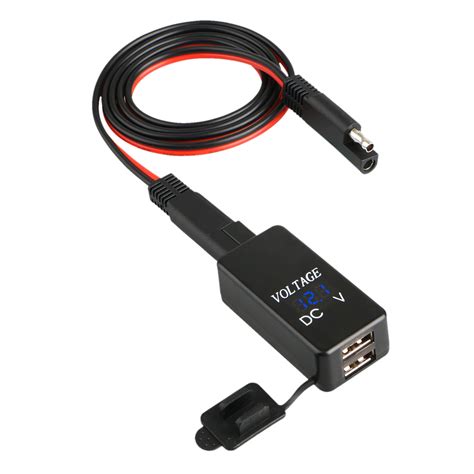 Auto Parts Accessories Black Pvc Waterproof Motorcycle Sae To Usb Charger Port Voltmeter Cable