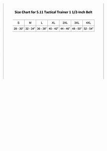 Size Chart For 5 11 Tactical Trainer 1 1 2 Inch Belt Printable Pdf Download