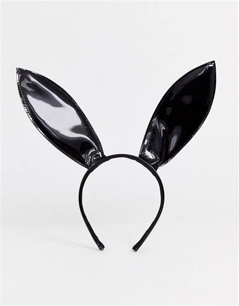 Asos Design Halloween Headband With Bunny Ears In Black Patent Asos