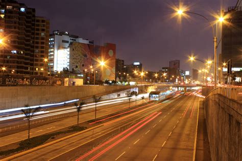 Night Time Cityscape With Lights And Highway In Lima Peru Image Free