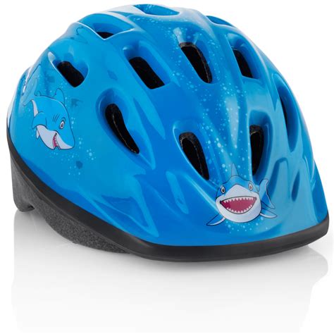 Kids Bike Helmet With Blue Shark Design Adjustable For Ages 3 8
