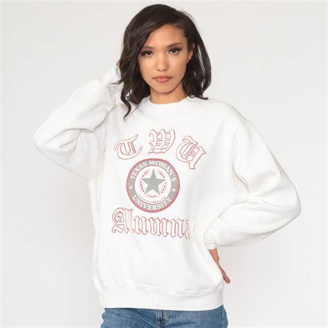 Texas Womans University Sweatshirt 90s Twu Sweatshirt University Shirt