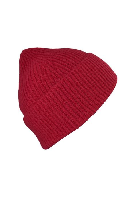 Scottish Lambs Wool Ribbed Beanie Hat In A Wide Range Of Colours The