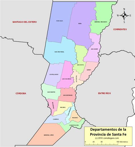 Mapa De Los Departamentos De La Provincia De Santa Fe