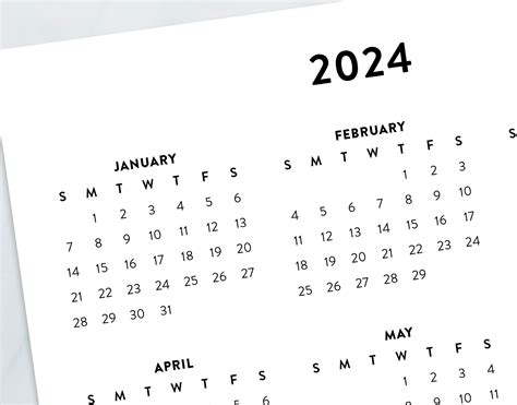 2024 Minimalist Letter Printable Calendar 2024 Simple Etsy Uk
