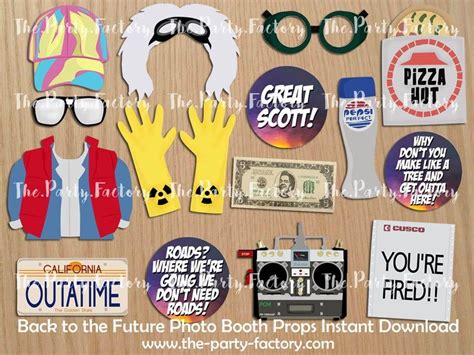 Back To The Future Themed Photo Booth Props Instant Download Etsy