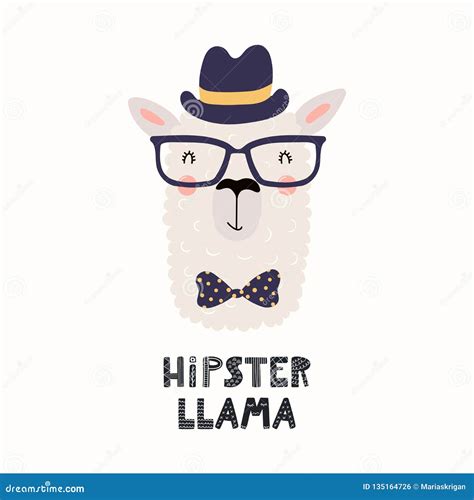 Cute Hipster Llama Stock Vector Illustration Of Cute 135164726