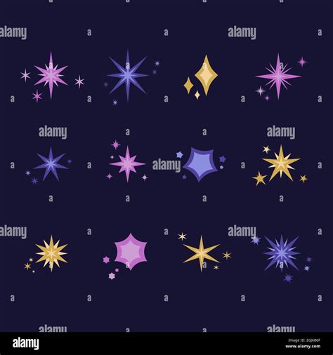 Flat Sparkling Stars Set Vector Illustration Stock Vector Image And Art