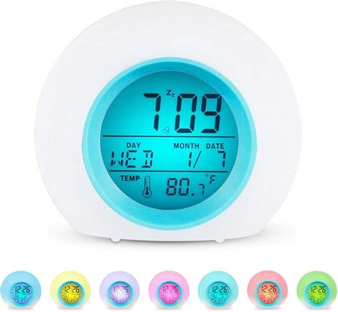 Kukima Kids Alarm Clock Wake Up Light Alarm Clock 7 Colors