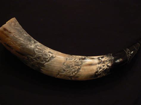 Custom Carved Jormungandr Viking Drinking Horn Viking Drinking Horn
