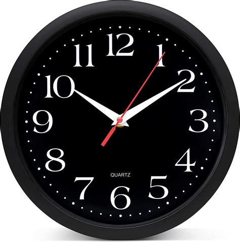Bernhard Products Black Wall Clock Silent Non Ticking 10
