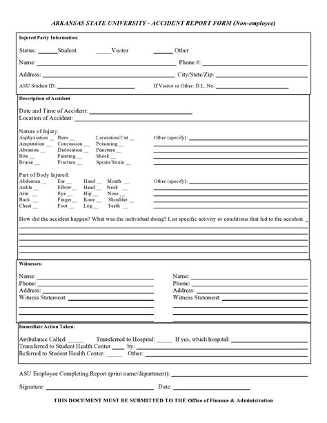 Vehicle Accident Report Form Template Free Free Printable Templates