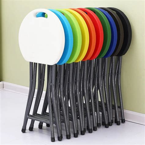 Plastic Folding Stool Chair Home Dining Chair Adult High Stool Simple Portable Creative Mazar Stool 