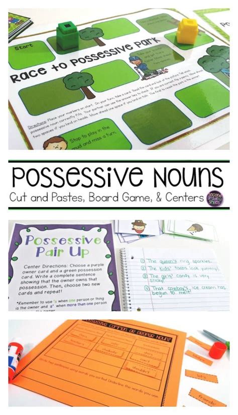 The possessive form of noun is formed by adding an apostrophe and an s (or just an apostrophe for plural nouns already ending in an s). Possessive Nouns Game, Literacy Centers, Worksheets (With ...