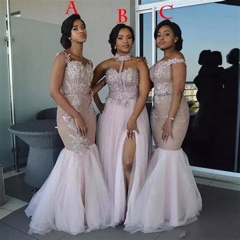 Bridesmaid Dresses Long Styles Appliques Off Shoulder Mermaid Prom Dress Tulle Maid Of Honor