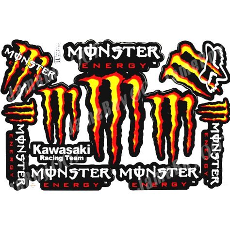 Mrs0165 Red Monster Energy Decals Stickers Motorcycle Car Racing