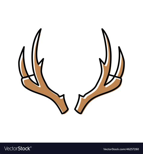 Reindeer Horn Animal Color Icon Royalty Free Vector Image