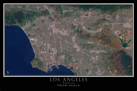 The Los Angeles California Satellite Poster Map Los Angeles