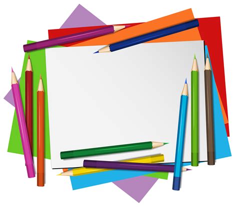Blank Paper And Color Pencils In Background 361664 Vector Art At Vecteezy
