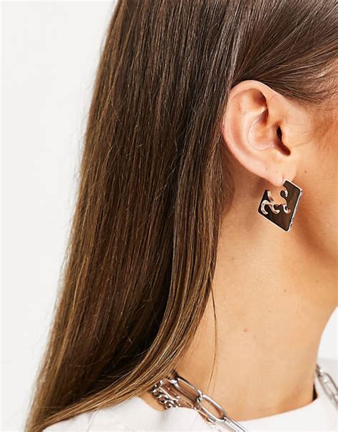 Weekday Nikki Smiley Drop Earrings In Silver Asos