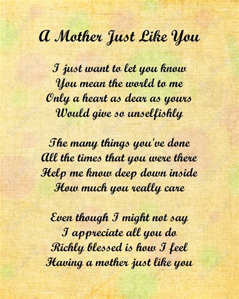 Items Similar To Mother Just Like You Love Poem For Mom 8 X 10 Print