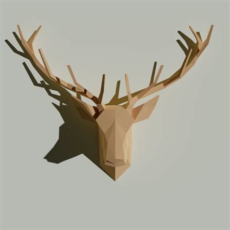 Deer Head Papercraft Printable Paper Deer Template 3d Etsy
