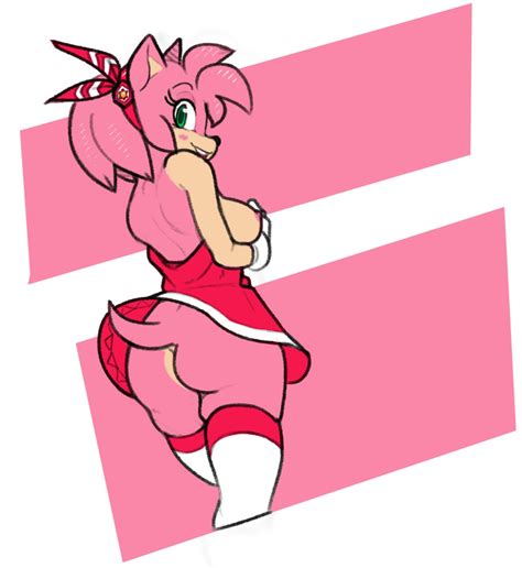 Rule 34 Amy Rose Ass Big Ass Big Breasts Breasts Dress Feathers In Hair Female Furry Sega