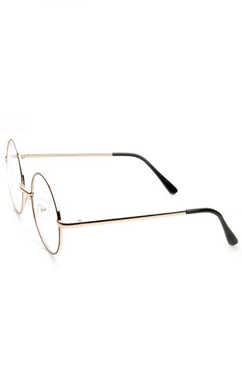 lennon mid size full metal frame clear lens round glasses