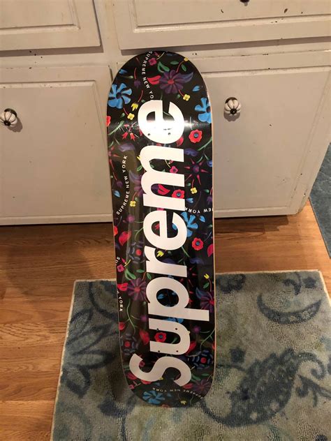Supreme Airbrushed Floral Skateboard Deck Black Grailed