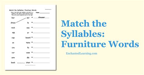 Match The Syllables Furniture Words Enchanted Learning
