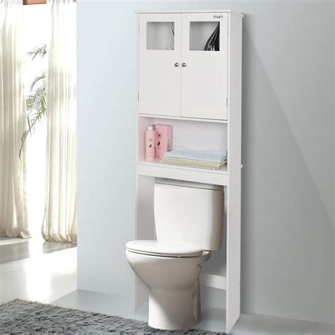 Ktaxon Bathroom Over Toilet Space Saver Wall Mounted Standing Double Door Storage Cabinet Tower