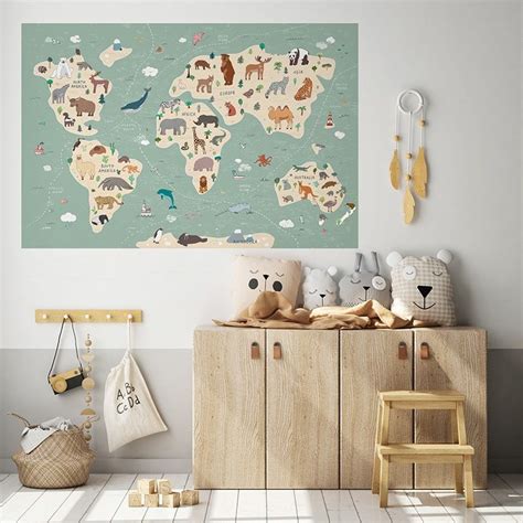 Map Of The World For Kids With Animal World Map Canvas World Map For