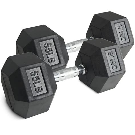 55 Lb Rubber Hex Dumbbells Titan Fitness