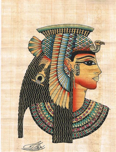 Hand Painted In Egypt Natural Papyrus Shows Queen Cleopatra Cleopatra