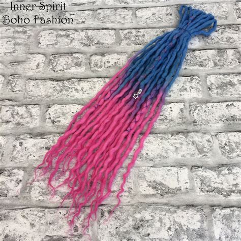 custom dreadlocks blue and pink double ended wool dreadlocks etsy dreadlocks wool dreads dreads
