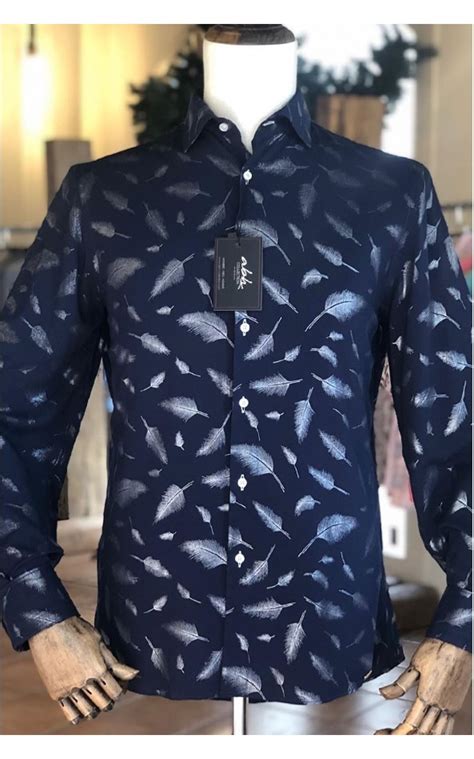 Silver Feathers Printed Mens Shirt Abh Collection JÁvea