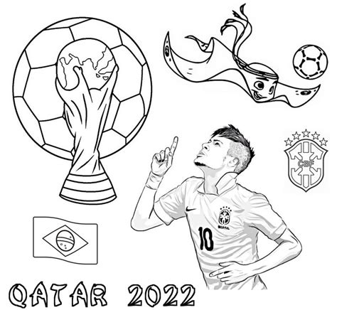 Dibujo Para Colorear Copa Mundial De Fútbol 2022 Brasil Neymar 71