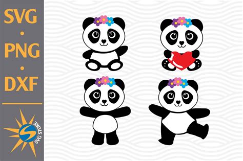 Panda Svg Png Dxf Digital Files Include By Svgstoreshop