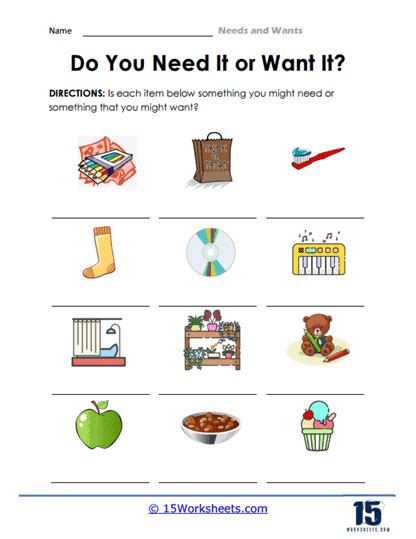 Needs And Wants Worksheets 15
