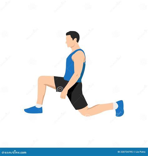 Man Doing Half Kneeling Hip Flexor Stretch Exercise Stock Illustration