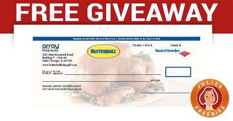 Free butterball gift check giveaway