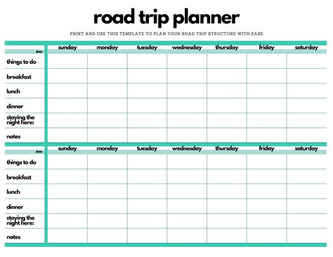Road Trip Planner Excel Template