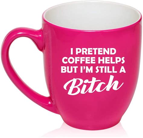 16 Oz Large Bistro Mug Ceramic Coffee Tea Glass Cup I Pretend Coffee Helps But Im