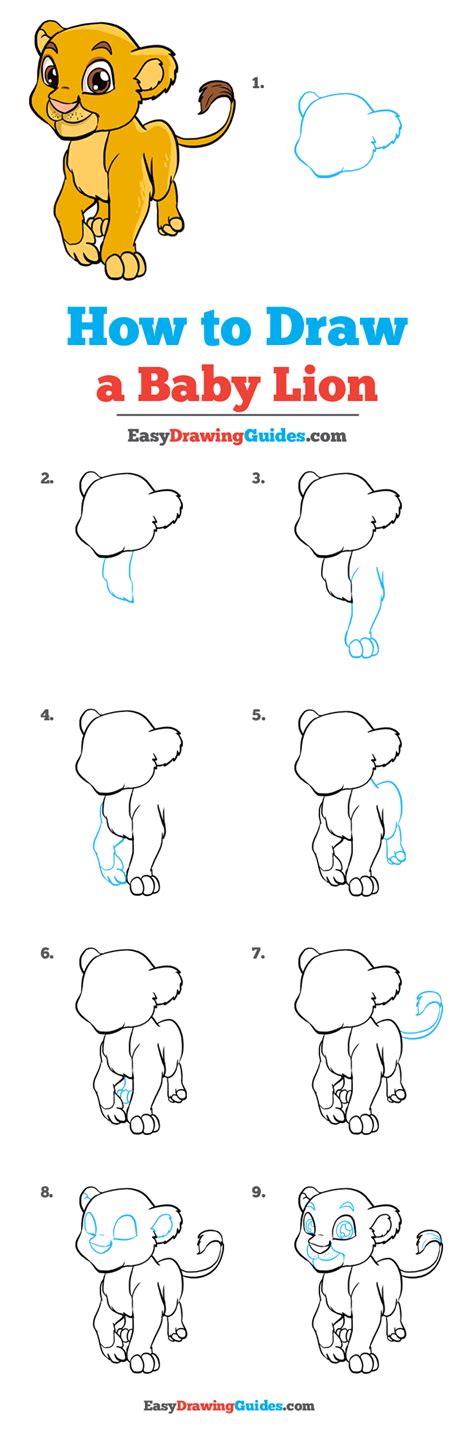 Use a circle to depict the head. How to Draw a Baby Lion - Really Easy Drawing Tutorial