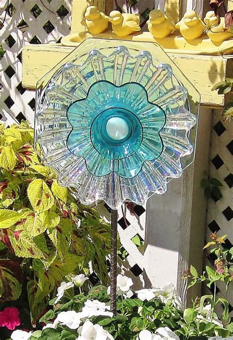 Repurposed Glass Garden Yard Art Outdoor Decor Upcycled Recycled Liza  By