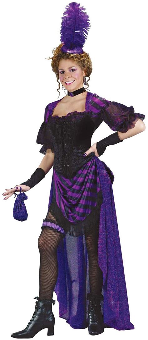 Ladies 6p Purple Saloon Girl Brothel Madame Wild West Fancy Dress Costume Outfit Ebay