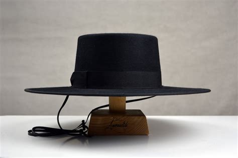 Bolero Hat The Gaucho Black Fur Felt Flat Crown Wide Brim Etsy
