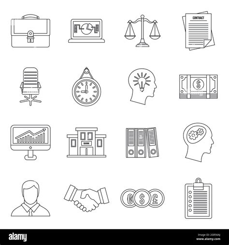 Banking Icons Set Outline Style Stock Vector Image And Art Alamy