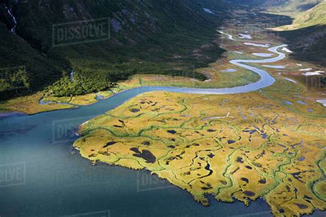 Aerial View Of Ursus Cove And Tidal Marshes On The Alaska Peninsula