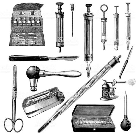 A Collection Of Medical Instrument From Xix Century Illustrations